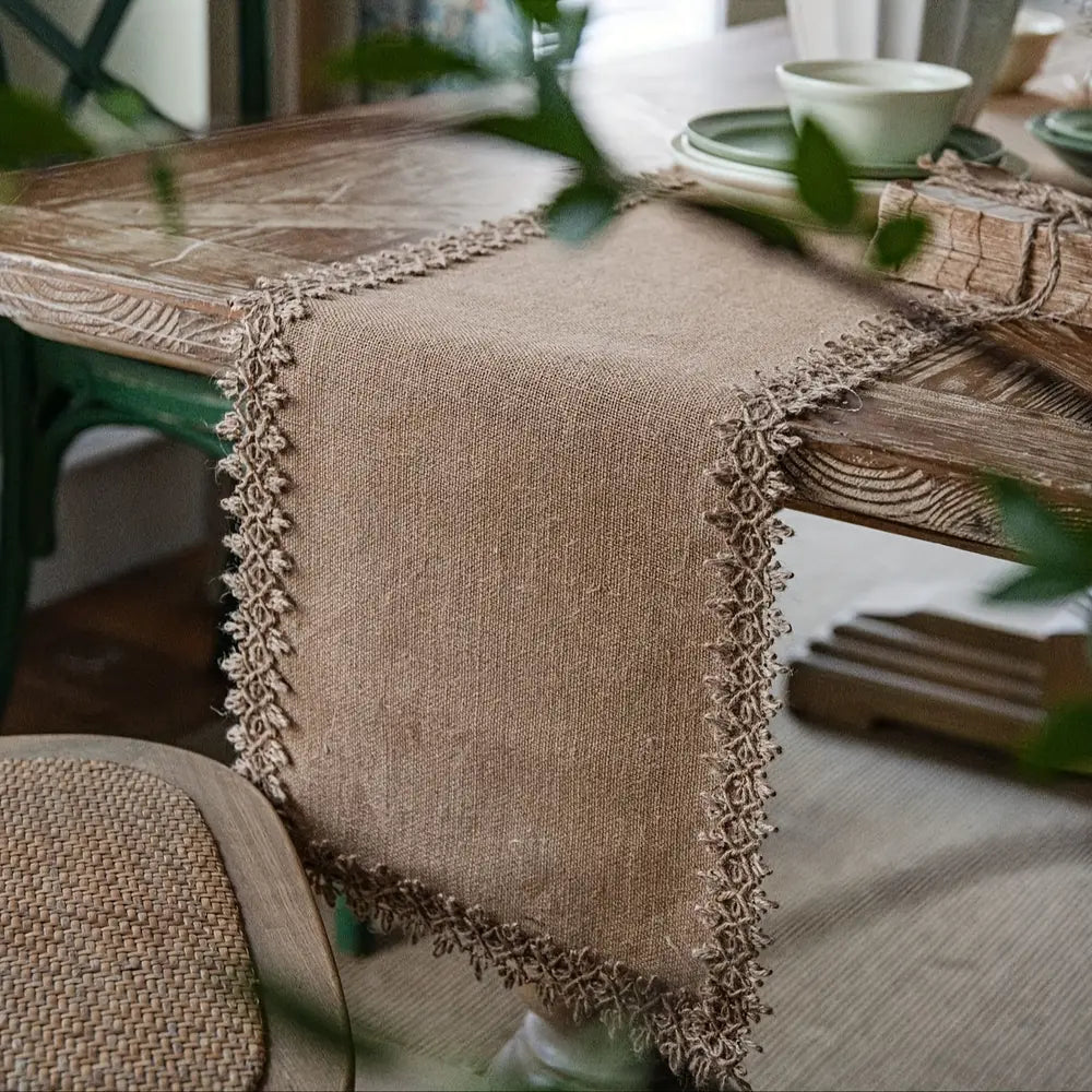 Rustic Burlap Table Runner Natural Jute Fabric