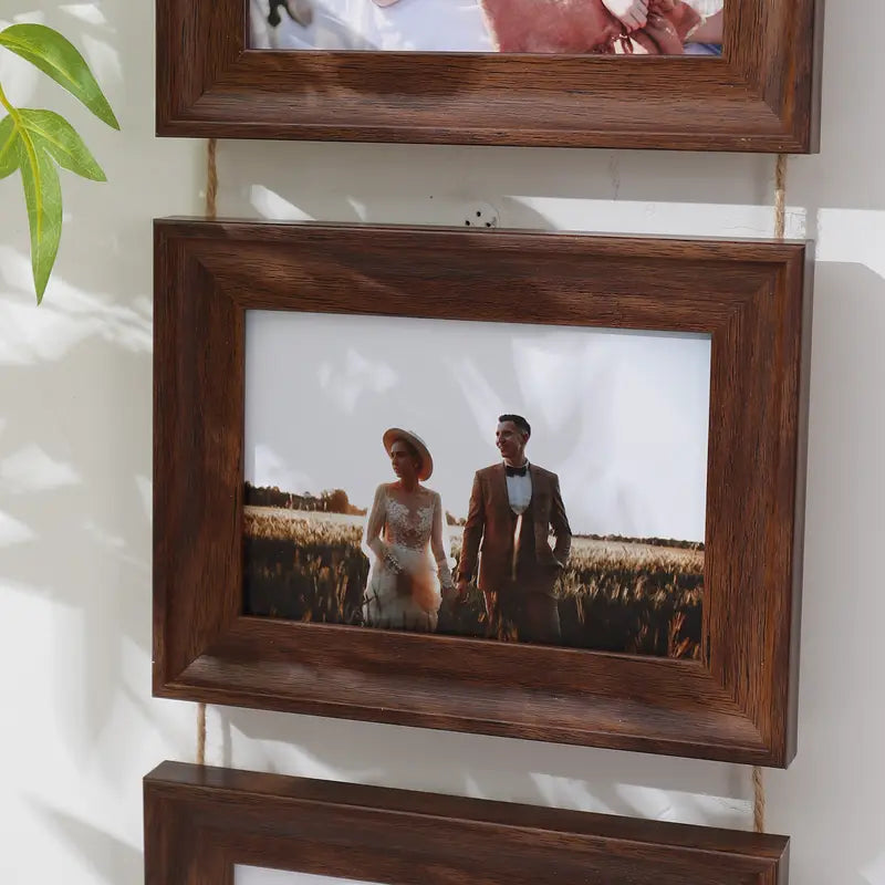 Walnut Photo Frame - Rustic Wall Decor, 15-24cm Photos