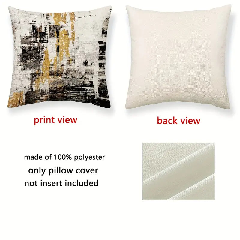 4PCS Vintage Polyester Cushion Covers – Collectible Buildings Print Pillow Cases for Home