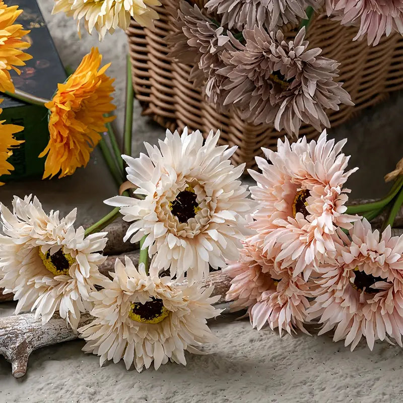 Silk Chrysanthemum Artificial Flowers - Home Wedding Decor (9pcs)