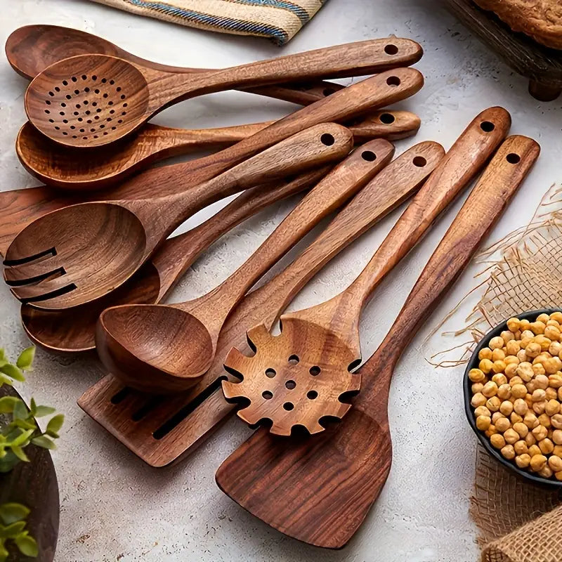 Teak Cookware Set (10-Piece) - Nonstick, Heat Resistant, Ergonomic