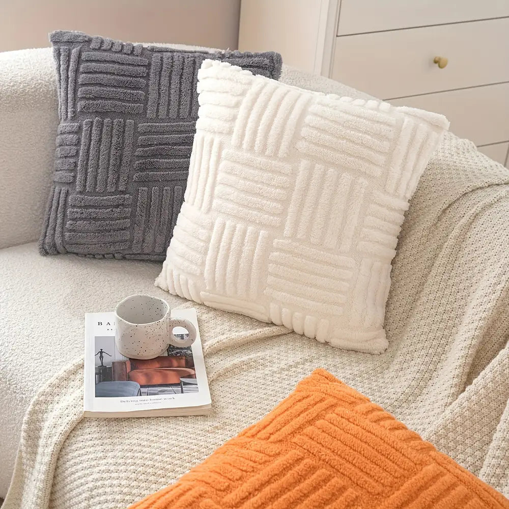 1pc, Boho Home Decorative Throw Pillow Cover, Soft Plush Striped