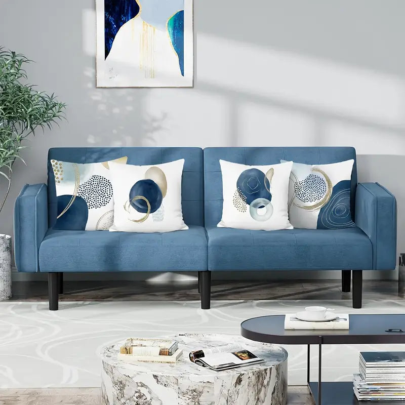Lot de 4 housses de coussin bohème abstraites – Design géométrique minimaliste moderne du milieu du siècle
