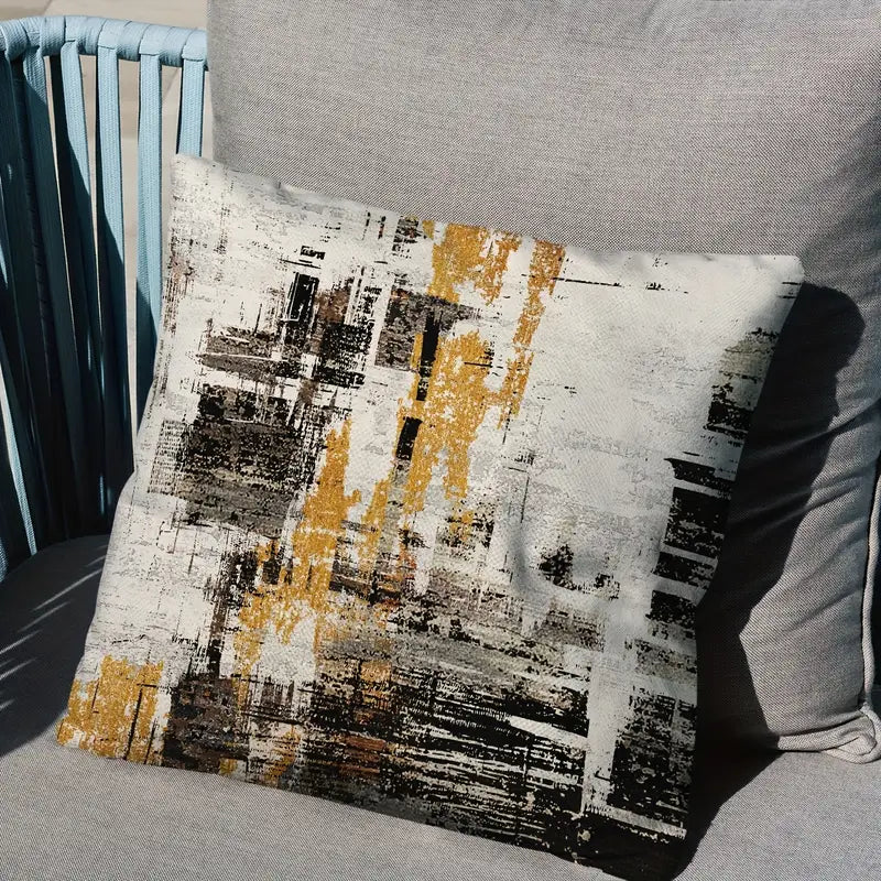 4PCS Vintage Polyester Cushion Covers – Collectible Buildings Print Pillow Cases for Home