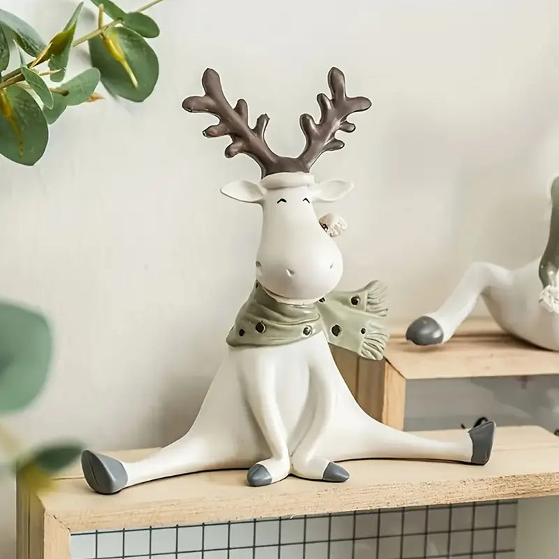 Resin Deer Sculpture - Hand-Painted Figurine Home Decor Gift