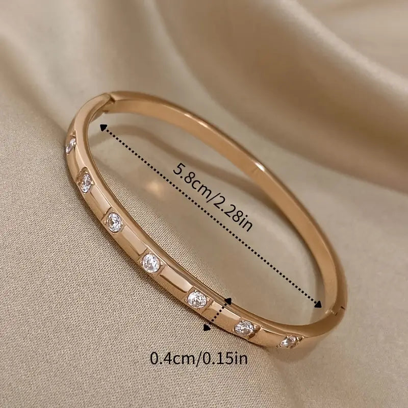 Bracelet en acier inoxydable avec strass – Cadeau élégant et luxueux pour femme