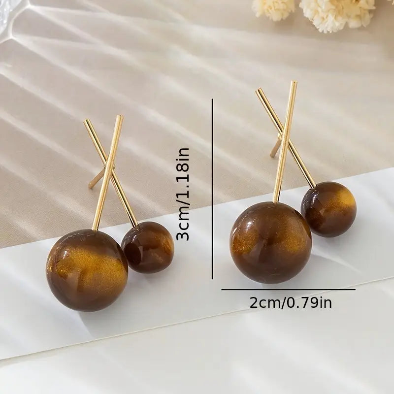 Resin Stud Earrings - Taupe Mocha Geometric Fashion