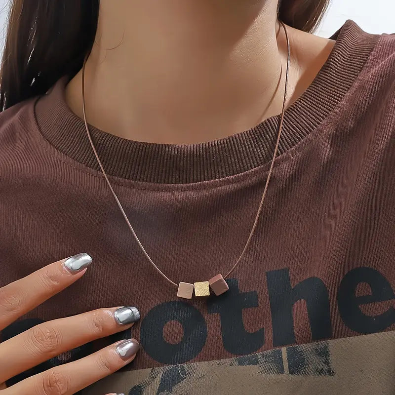 Boho Chic Wooden Beaded Necklace – Vintage Braided Jewelry for Casual Wear