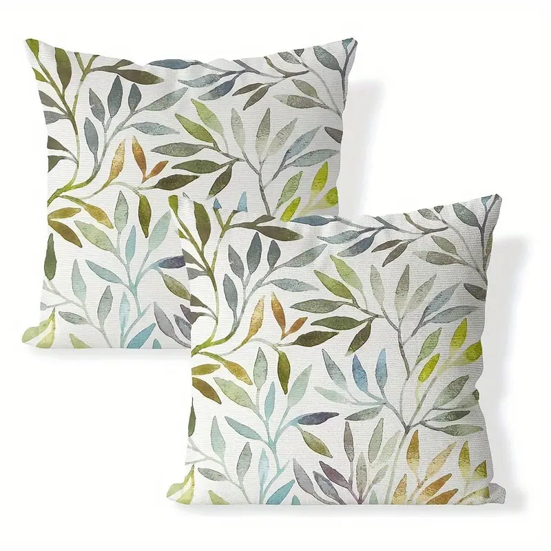 Lot de 2 housses de coussin à imprimé printanier – Housses de coussin en polyester lavables en machine