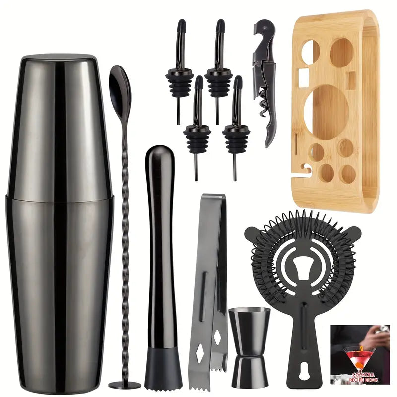 12-Piece Bartender Set – Stainless Steel Shaker Kit with Tools for Home Bars