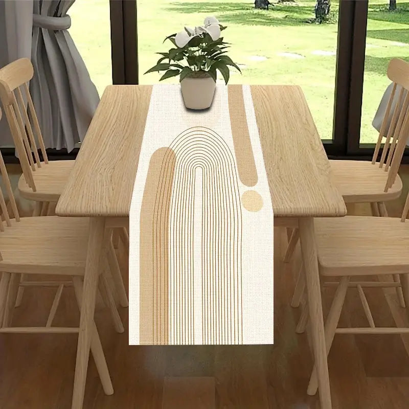 Elegant Beige Table Runner – Minimalist Polyester Decor for Dining & Holidays