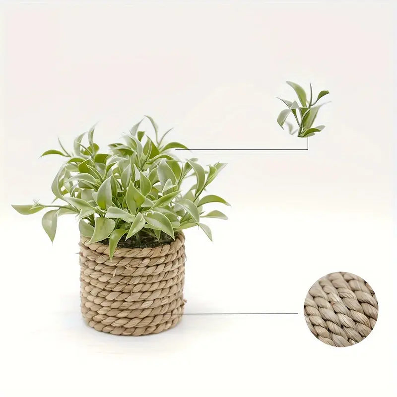 Mini plante artificielle en pot – Décoration d'intérieur et d'extérieur en corde tressée