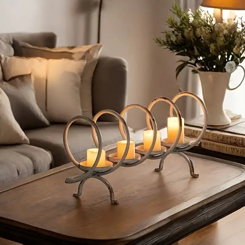 Rustic Farmhouse Candle Holder - 4 Head Metal Distressed Decor