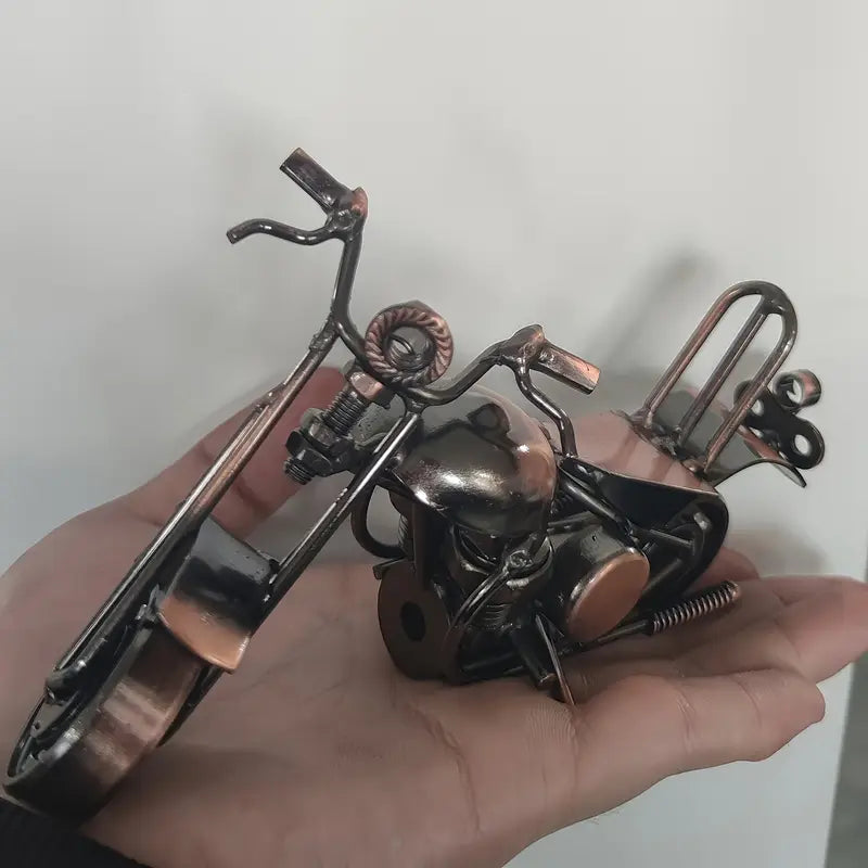 Vintage Metal Motorcycle Figurine - Collectible Desk Decor