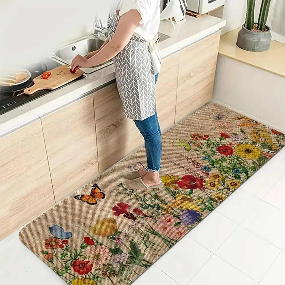 1 tapis de sol à fleurs printanières