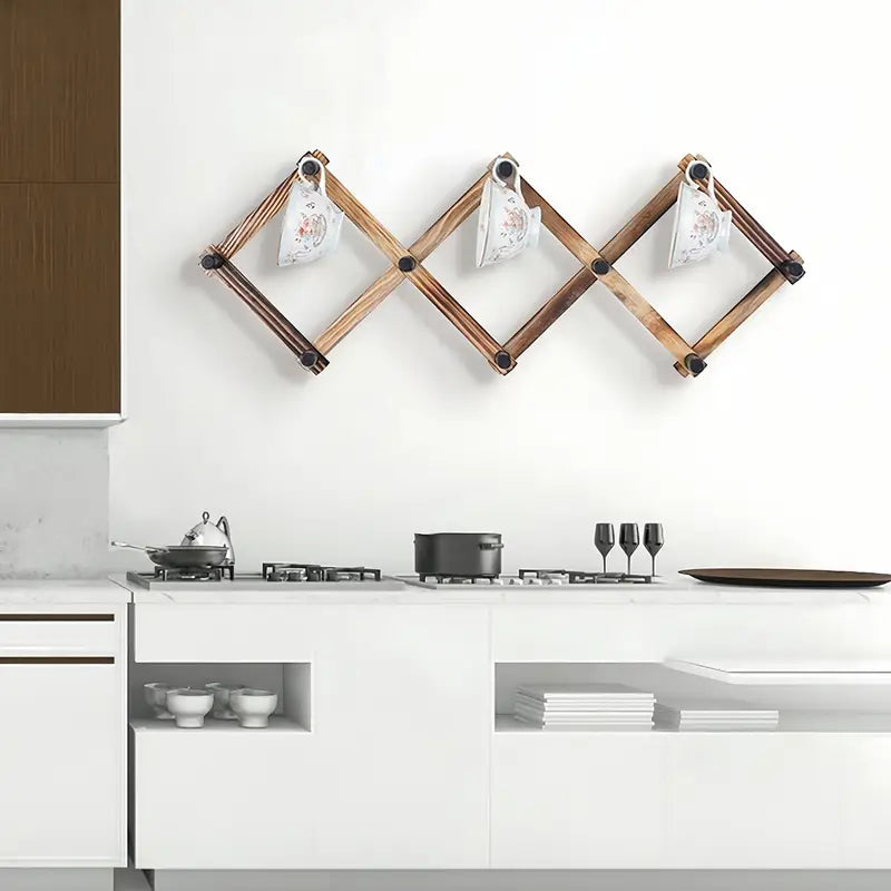 Wall Mounted Coat Rack - Wooden Entryway Organizer 10 Hooks
