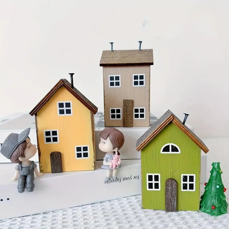 Miniature Wooden House Ornament - DIY Cabin Model Home Decor