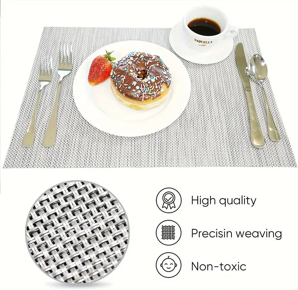 Set Of 8 Dual-color Silk Series Teslin Placemats