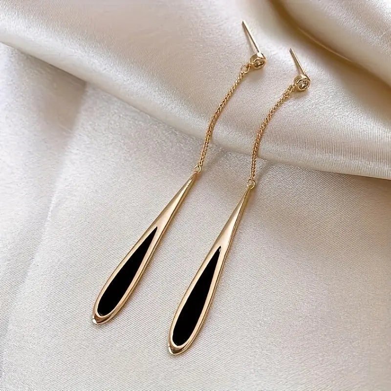 Golden Teardrop Tassel Earrings - Hypoallergenic Stainless Steel
