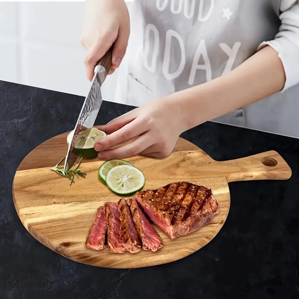 Acaciahouten pizza serveerplank - ronde houten plank voor pizza