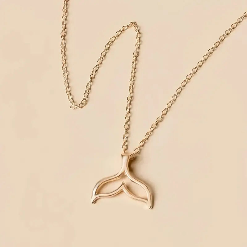 14K Gold Fish Tail Necklace - Elegant Pendant Jewelry