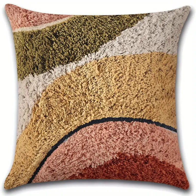 Earthy Abstract Chenille Pillow Cover - Soft Plush Decorative Cushion