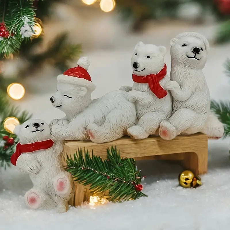 Polar Bear Resin Figurine - Holiday Decor Indoor/Outdoor