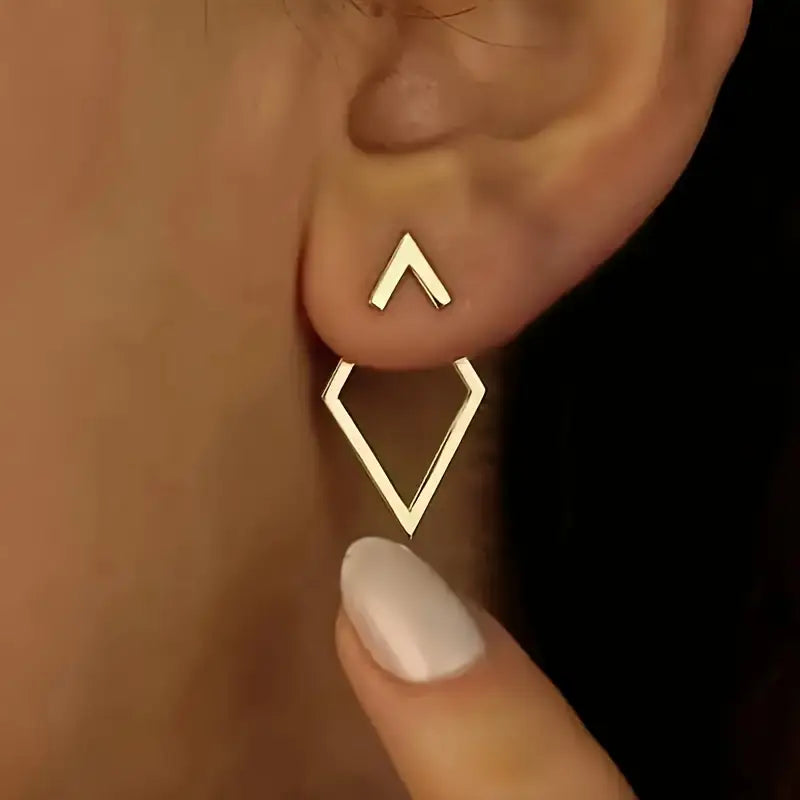 Boho Elegant Geometric Cutout Stud Earrings, 14K Golden Plated for Daily Wear