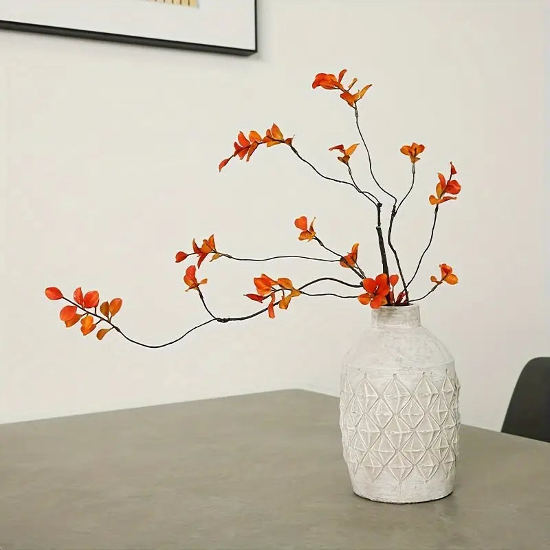 Autumn Leaf Branch Decor - Red Artificial Fall Foliage (3pcs)