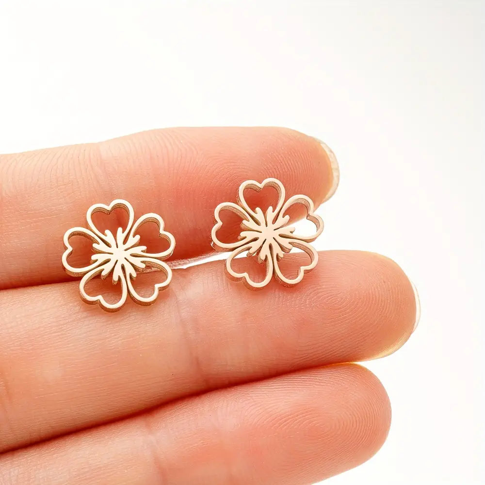 Chic Plum Blossom Stud Earrings