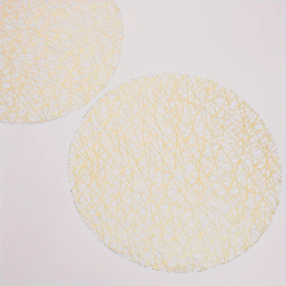 12pcs Set Timeless Golden Linen Round Placemats