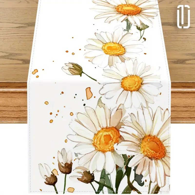Floral Spring Table Runner – Indoor Outdoor Dining Table Decor, 33x183 cm