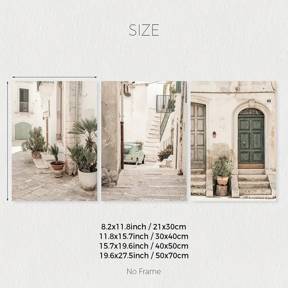 3pcs Set of Italian Scenery Murals Mediterranean Landscape Prints Unframed