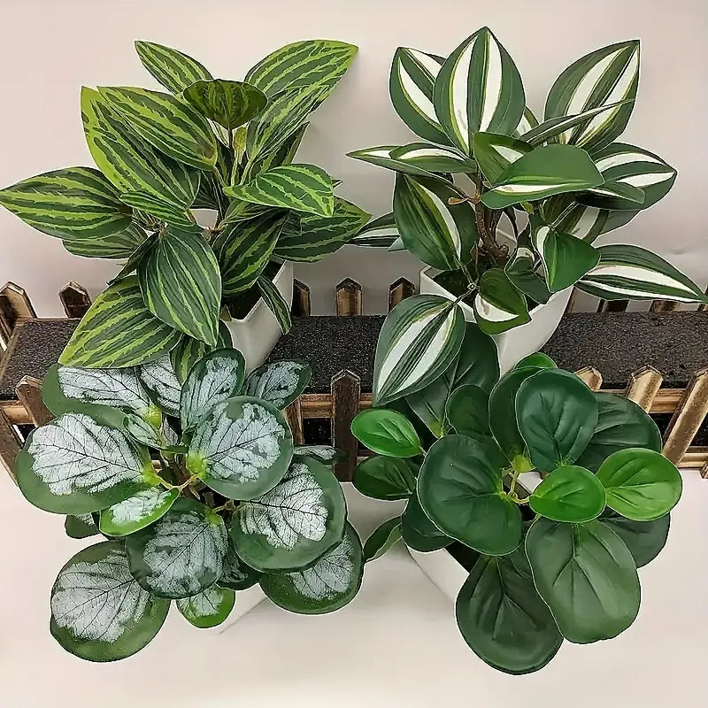 Lot de 4 mini plantes artificielles en pots – Décoration végétale pour bureau, chambre et salle de bain