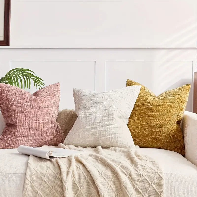 Reversible Chenille Throw Pillow Cover - Geometric, Washable, 20x20
