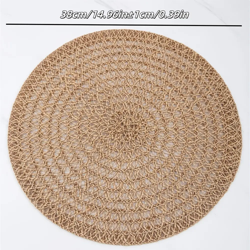 4pcs set of Non-Slip Round Boho Chic Braided Jute Placemats