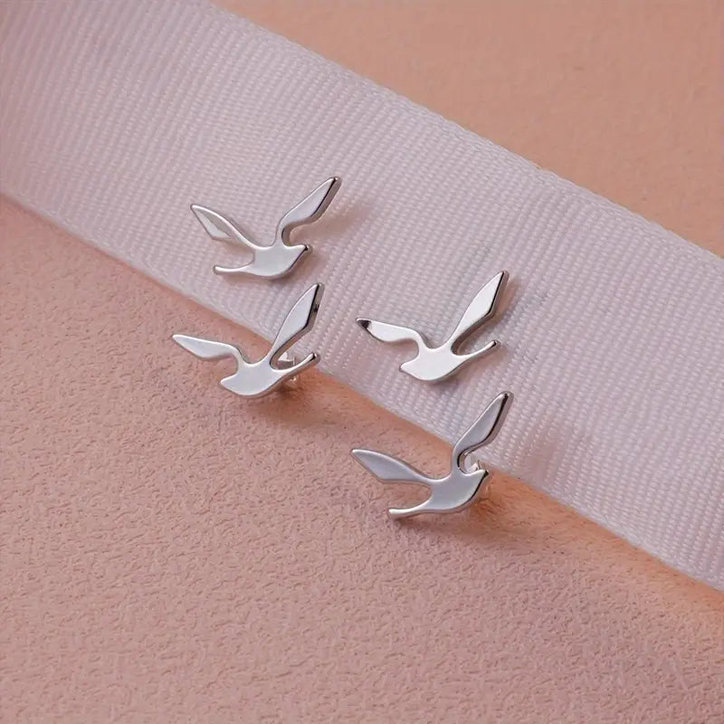 Bird Stud Earrings Set - Copper Vintage Nickel-Free