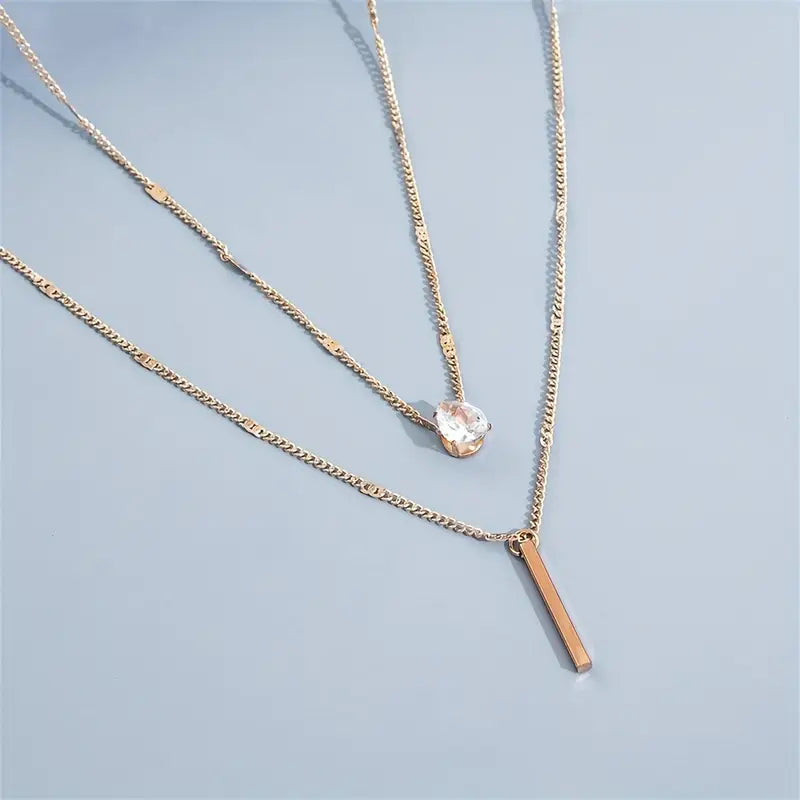 Gold Layered Necklace Set Women's Pendant Jewelry