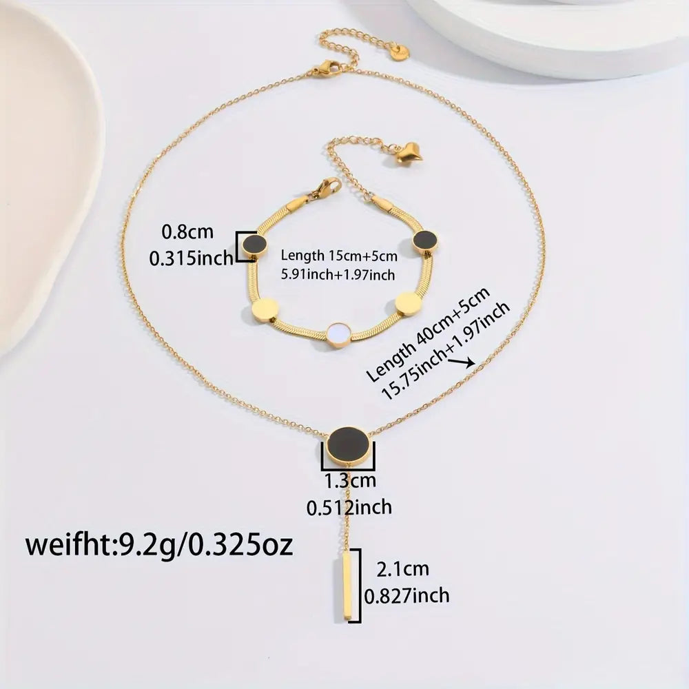 Bracelet & Necklace Chic Jewelry Set 18k Gold Plated