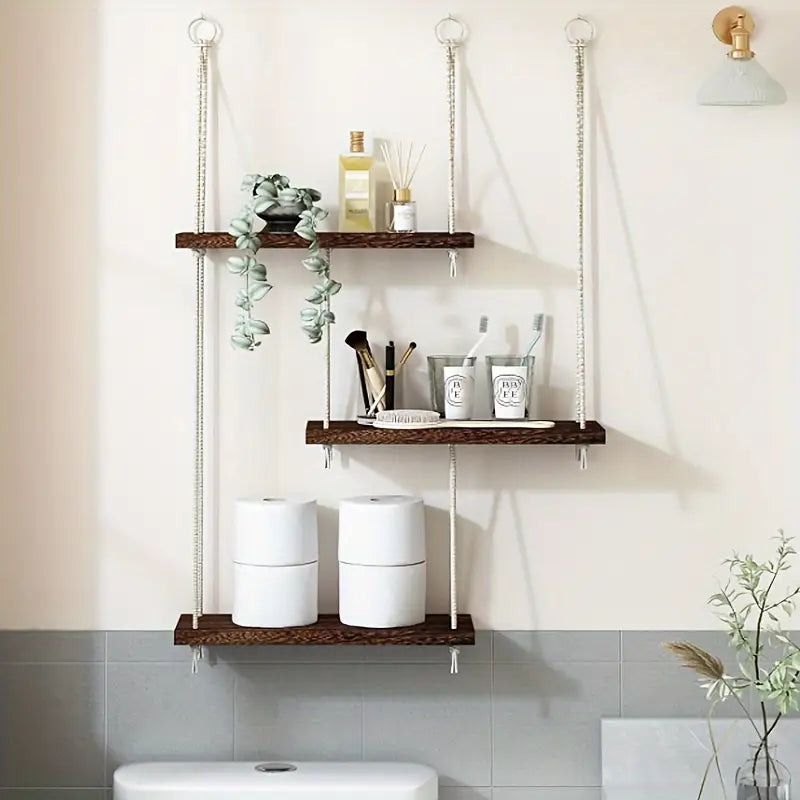 Étagère murale réglable suspendue – Support flottant pour plantes avec corde en coton pour décoration murale intérieure