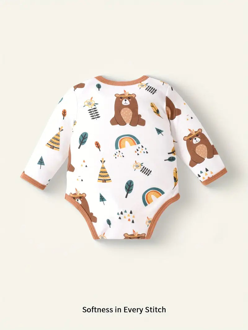 Babyjongensoutfit met printbreisel - Set van top met lange mouwen en broek met bijpassende muts en handschoenen