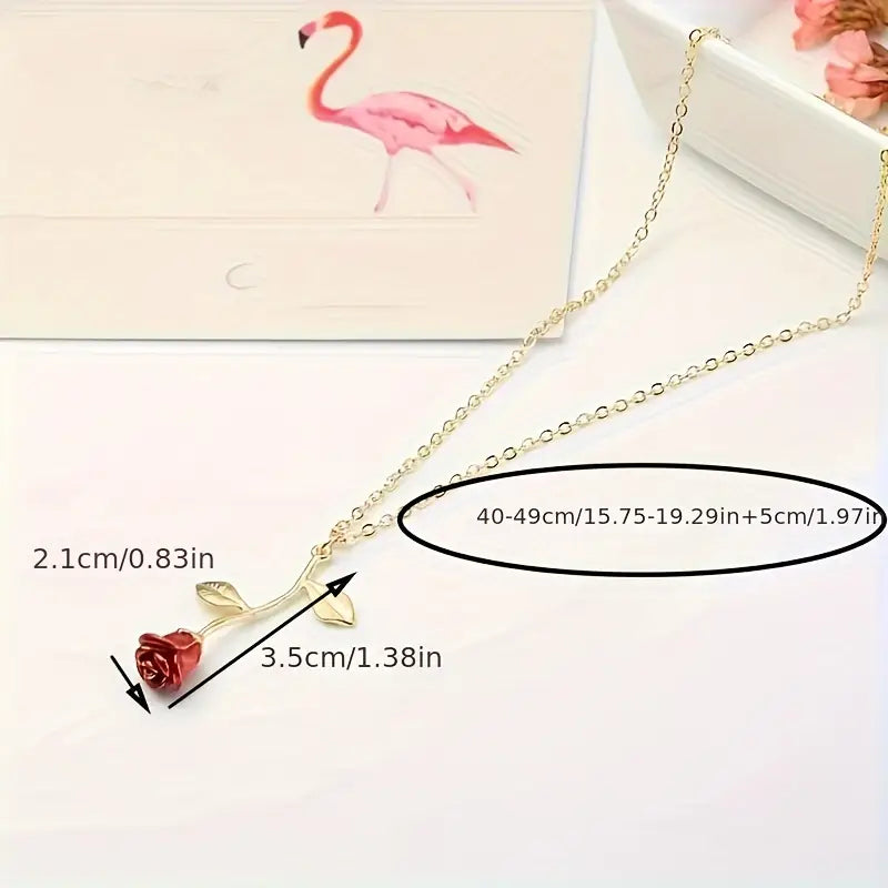 Collier chaîne fleur rose d'amour