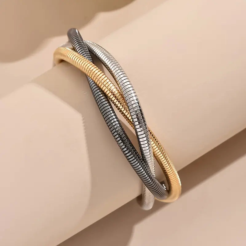 Multi-Layer Contrasting Color Bangle Bracelet – Versatile Iron Jewelry for Women