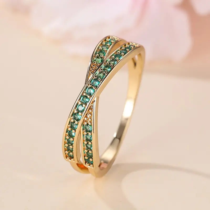 18K Gold Plated Promise Ring Zirconia Engagement Ring Wedding Jewelry