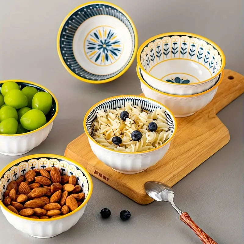 6-Piece Ceramic Bowl Set - 4/5 Inch, 10oz - Ramen, Salad, Rice Bowls