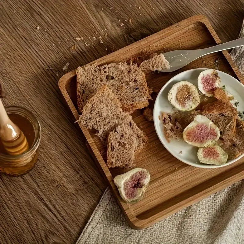 Acacia Wood Dinner Plate – Durable Polished Wooden Tray, Rustic Tableware