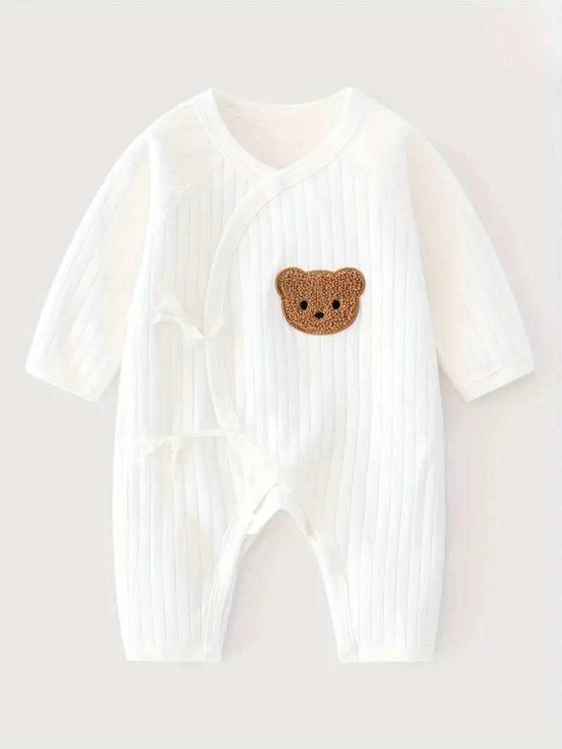 Ensemble 2 pièces grenouillère ours et papillon | Grenouillères bébé en coton douillettes pour l'automne et l'hiver
