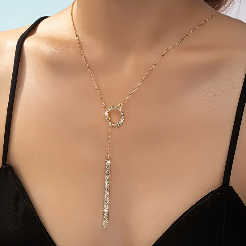 Korean Circle Pendant Necklace - Tassel Chain Fashion Jewelry