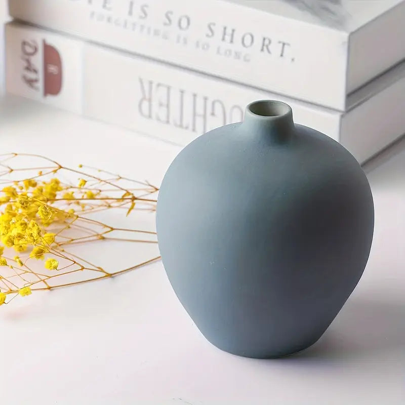 Ceramic Cylinder Vases Set - Minimalist Rustic Home Decor