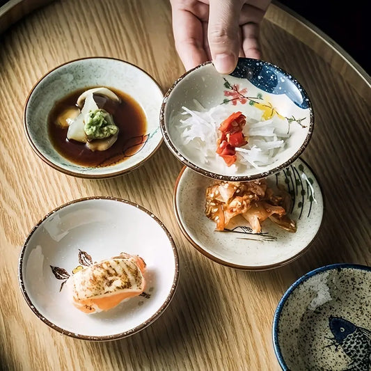 6-Piece Set, Japanese Vintage Ceramic Serving Plates